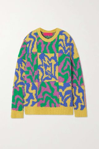 The Elder Statesman + Jacquard-knit Cashmere-Bouclé Sweater