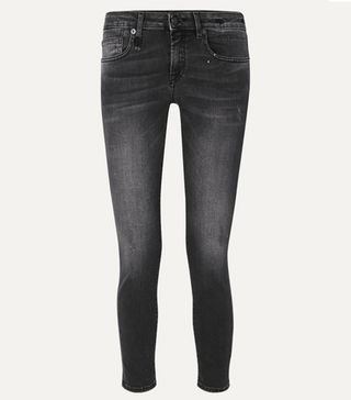 R13 + Kate Distressed Low-Rise Skinny Jeans