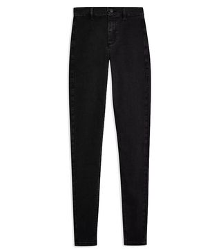 Topshop + Washed Black Belt Loop Joni Jeans