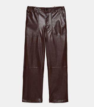 Zara + Faux Leather Cargo Trousers
