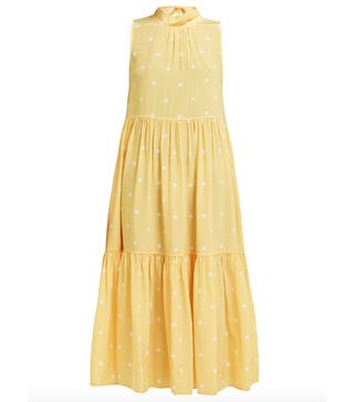 Asceno + Polka-Dot Tiered Silk-Crepe Midi Dress