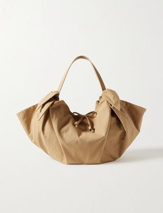 Nanushka + Inda Faux Leather-Trimmed Knotted Shell Tote