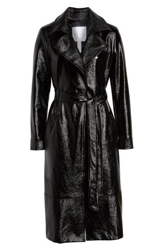 Leith + Faux Patent Leather Trench Coat