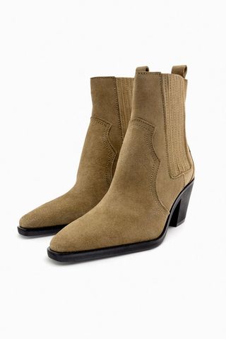 Zara + Cowboy Split Leather Ankle Boots