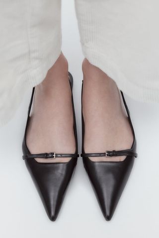Zara + Pointed Toe Leather Slingbacks