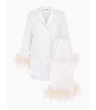 Sleeper + Party Pajama Set With Feathers in White
