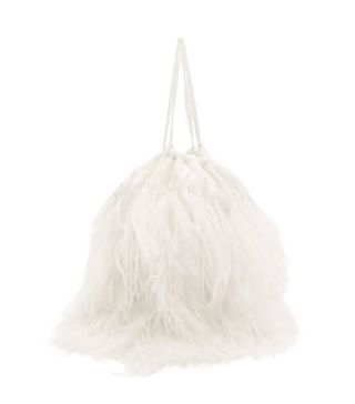 The Attico + Feathered and Beaded Wristlet Pouch