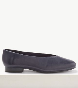 M&S Collection + Leather High Cut Ballerina Pumps