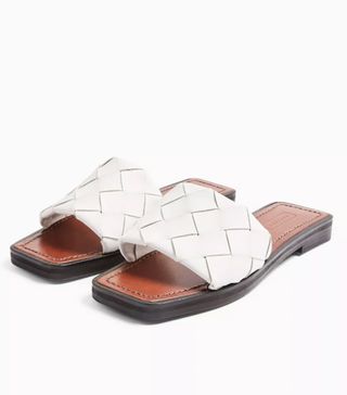 Topshop + Penelope White Woven Sandals
