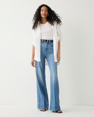 J.Crew + Denim Trousers in Chambray Blue Wash