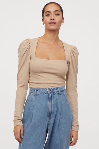 H&M + Puff-sleeved Top