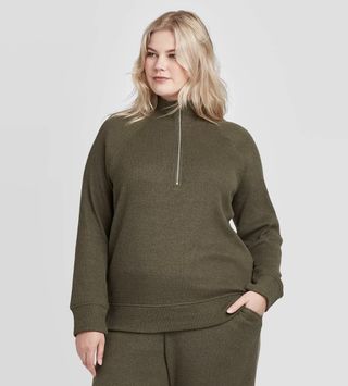 Target + Mock Turtleneck Cozy Half Zip Sweatshirt