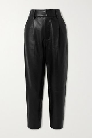 Anine Bing + Becky Cropped Leather Straight-Leg Pants