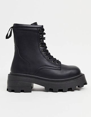 Topshop + Square Toe Chunky Lace Up Boots