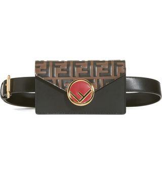 Fendi + Logo Calfskin Leather Belt Bag