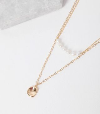 Liars & Lovers + Gold Plated Pearl Multirow Necklace