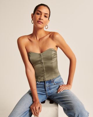 Abercrombie + Strapless Hook-and-Eye Corset Top