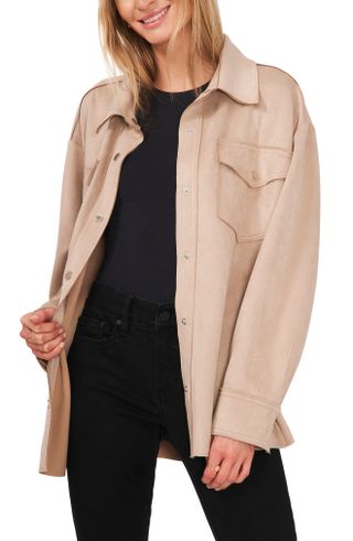 Vince Camuto + Snap Front Faux Suede Shacket