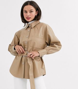 ASOS + Moon River Faux Leather Shirt With Belt