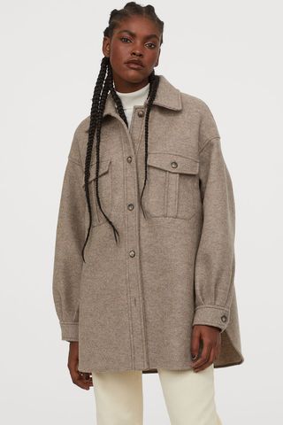 H&M + Oversized Wool Shirt Jacket