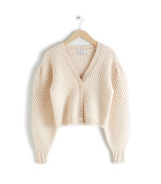 & Other Stories + Waffle Knit Wool Blend Cardigan