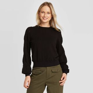 Who What Wear x Target + Pointelle Crewneck Pullover Sweater