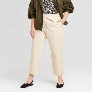Who What Wear x Target + Mid-Rise Pleat Front Straight Cropped Trouser
