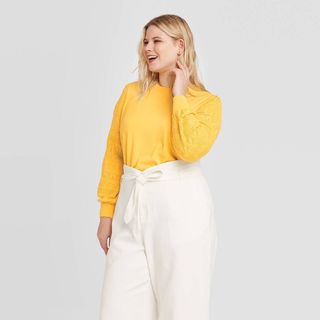 Who What Wear x Target + Pointelle Crewneck Pullover