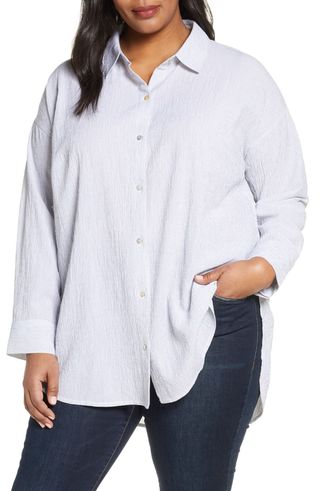 Eileen Fisher + Stripe Organic Cotton 
Tencel Lyocell Shirt