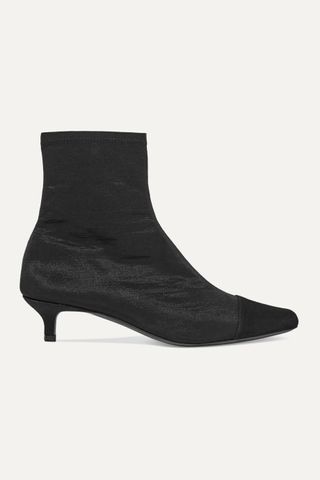 By Far + Karl Suede-Trimmed Stretch-Satin Sock Boots