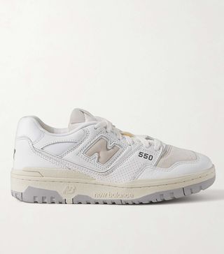 New Balance + 550 Perforated Leather, Suede and Mesh Sneakers