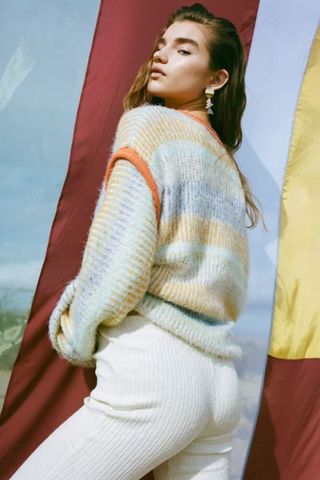 Urban Outfitters + UO Marcia Mixed Knit Crew Neck Sweater