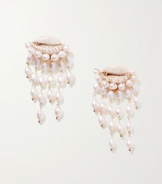 Éliou + Delphin Gold-Plated, Shell and Pearl Clip Earrings
