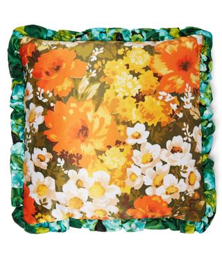 Richard Quinn + Floral-Print Satin Cushion