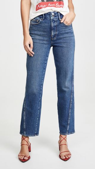 Good American + Good Straight Twisted Seam Jeans