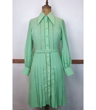 Vintage + 1970s Dress Mint Green Mod