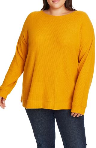 1.State + Crossback Brushed Waffle Knit Top