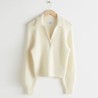 & Other Stories + Ribbed Wool Blend Polo Sweater