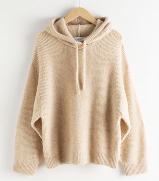 & Other Stories + Ribbed Wool Blend Hooded Sweatshirt