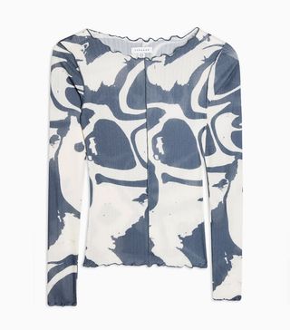 Topshop + Abstract Swirl Print Mesh Top