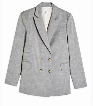 Topshop + Grey Double Breasted Blazer