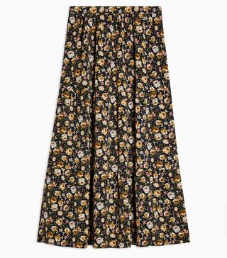 Topshop + Multi Vintage Floral Tiered Midi Skirt