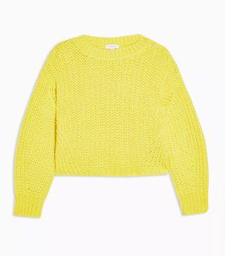 Topshop + Petite Yellow Cropped Jumper With Wool