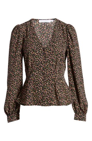 All in Favor + Floral Print Button Front Blouse