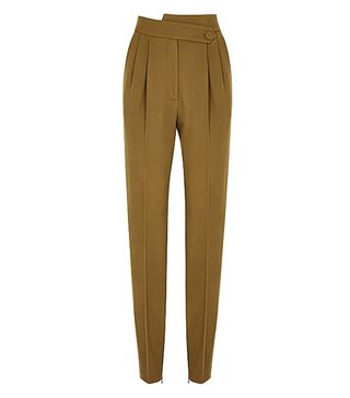 Petar Petrov + Herve Olive Tapered Wool Trousers