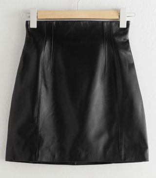 & Other Stories + High Waisted Leather Skirt