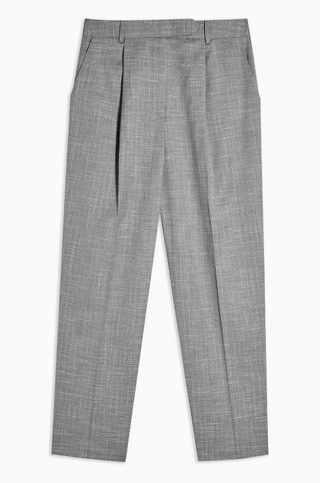Topshop + Grey Pleat Tapered Pants