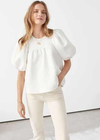 
Other Stories + Puff Sleeve Jacquard Blouse