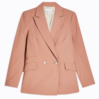 Topshop + Rose Pink Double Breasted Blazer