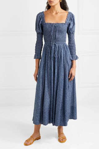 Dôen + Bijou Smocked Floral-Print Cotton-Blend Dress